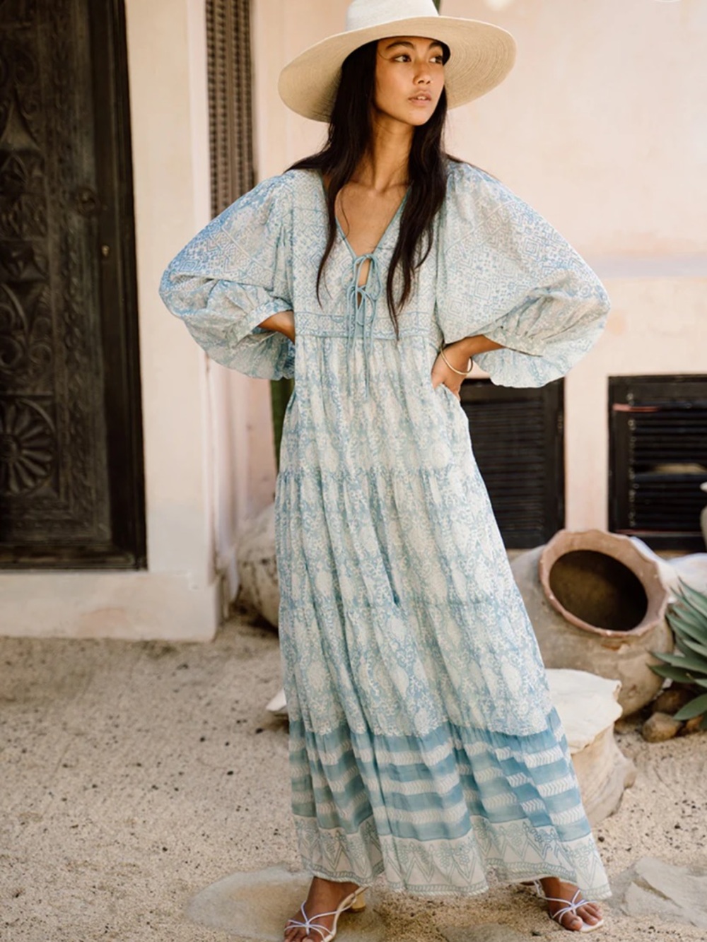 Daughters of India Jasmine Maxi Dress in Sea Mist Sz S